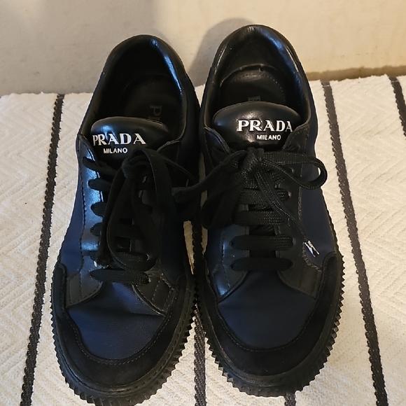 Prada Black Sneakers Sleek Design with Chunky Sole - Picture 1 of 9